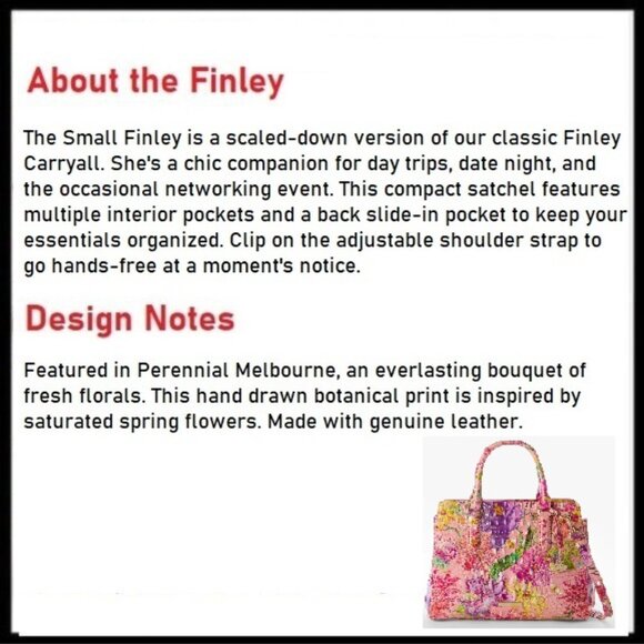 NWT ✅ Brahmin FINLEY PERENNIAL Melbourne DI Leather Satchel ✨ NWT, COA, DUST BAG - Picture 7 of 17